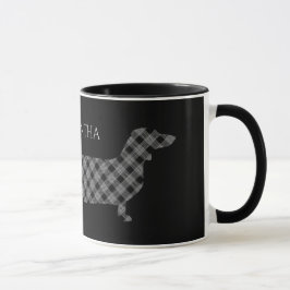 Mug Teckel de plaid sur le noir