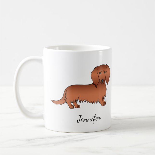 Mug Teckels à longs poils rouges Chien de dessin animé (Gauche)