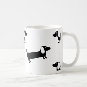 Mug Teckels en noir et blanc