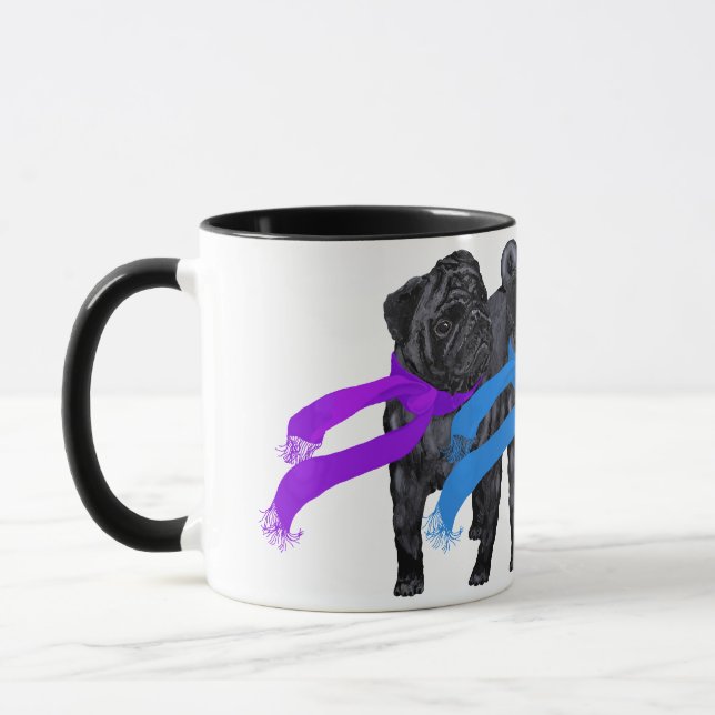 Mug Teckels noirs en écharpes (Gauche)