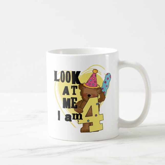Mug Teddy Bear I'm 4 Anniversaire Tshirts and Gifts (Droite)