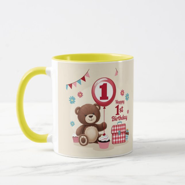 Mug Teddy Bear Pique-nique Joyeux 1er Anniversaire Pla (Gauche)