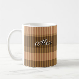 Mug Teintes brun beige motif rayé vertical