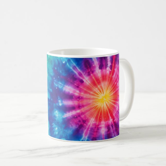 Mug Teinture à cravate arc-en-ciel de néon cosmique (Devant droit)
