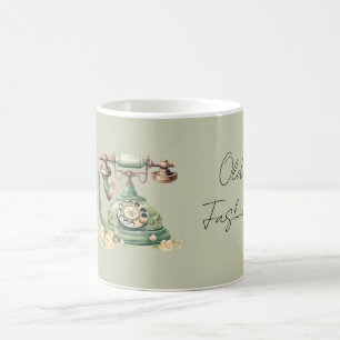 Mug Téléphone ancien à fleurs vertes
