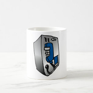 Mug Téléphone public rétro bleu et argent