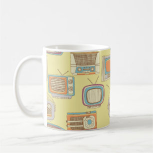 Mug télévision rétro et radio. motif transparent