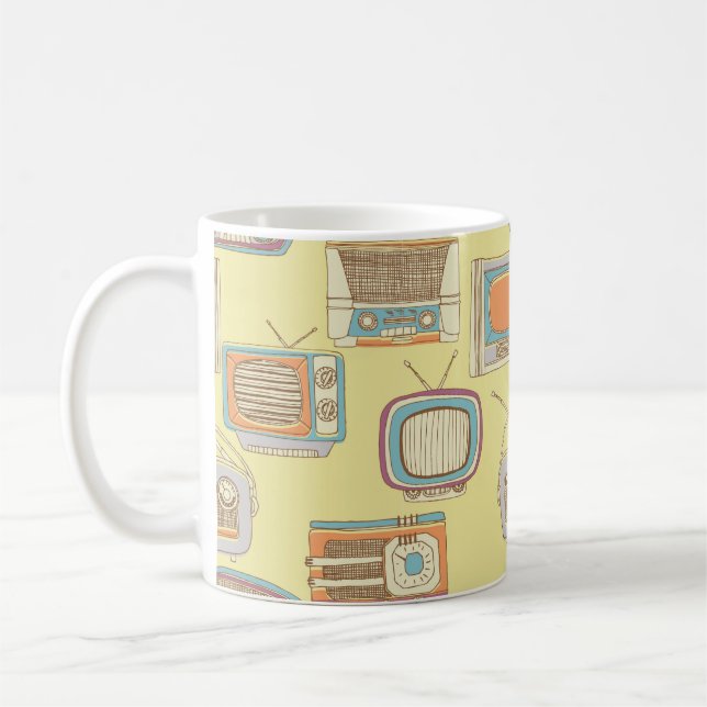 Mug télévision rétro et radio. motif transparent (Gauche)