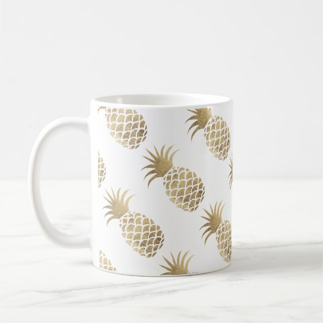 Mug Temps élégant chic de café d'ananas d'or de faux (Gauche)