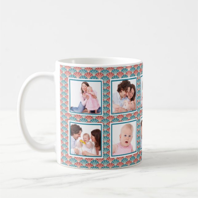 Mug Ten Photo Collage with Decorative Fan Pattern (Gauche)