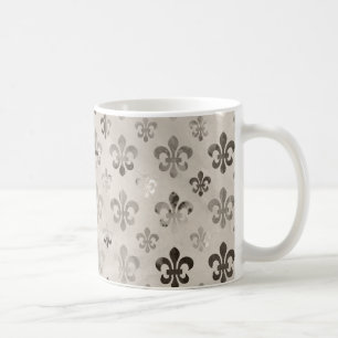 Mug Tendance Argent Gray Fleur De Lis Motif