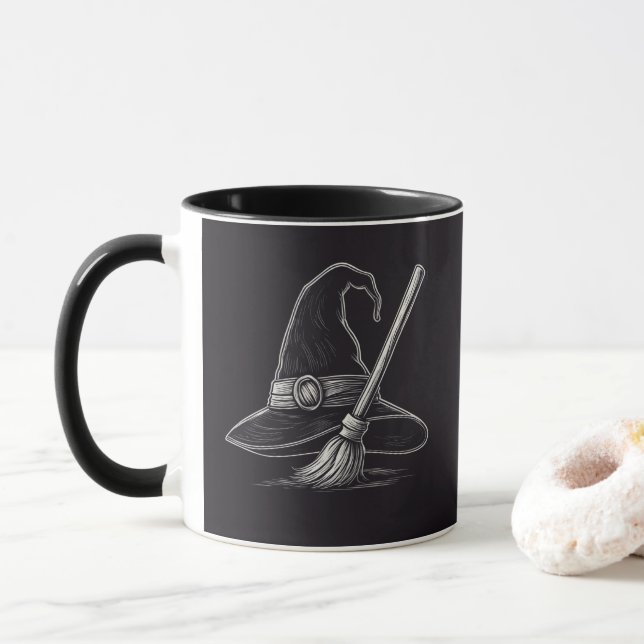 Mug Tendance Éffrayant Halloween sorcière casquette et (Avec donut)
