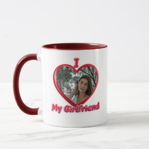 Mug Tendance J'aime Ma Copine Cœur Rouge Photo Personn