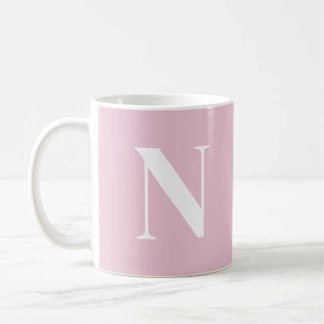 Mug Tendance rose C52 et blanc Monogramme initial pers (Gauche)