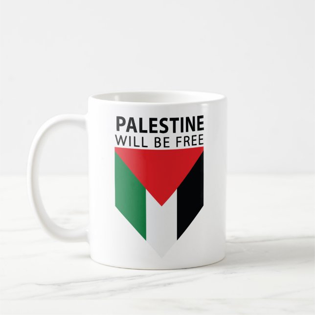 Mug Tenez-vous avec la Palestine, le drapeau et l'oliv (Gauche)