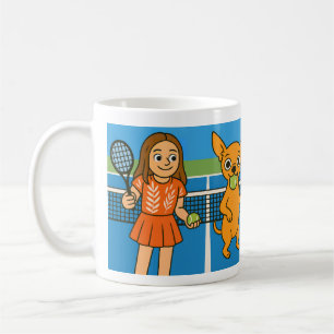 Mug Tennis avec une femme et un chihuahua