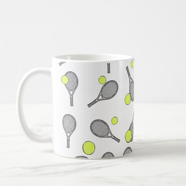 Mug Tennis Motif sans couture - Raquette et balle (Gauche)
