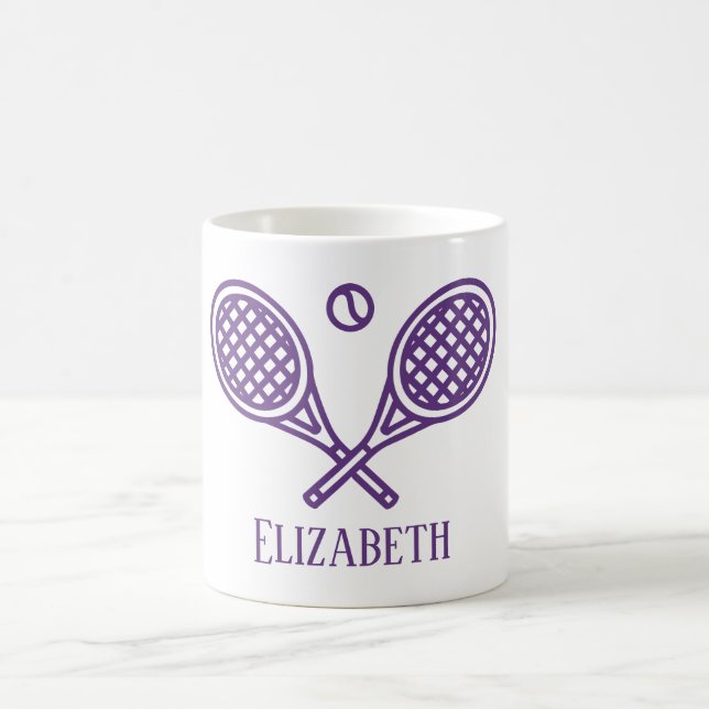 Mug Tennis Thème Purple Nom Monogramme (Centre)