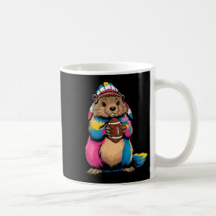 Mug Terrain de football Tie-dye Marmotte Joyeuse Fête