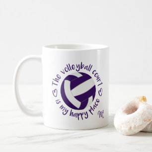 Mug terrain de volley-ball blanc pourpre est mon endro