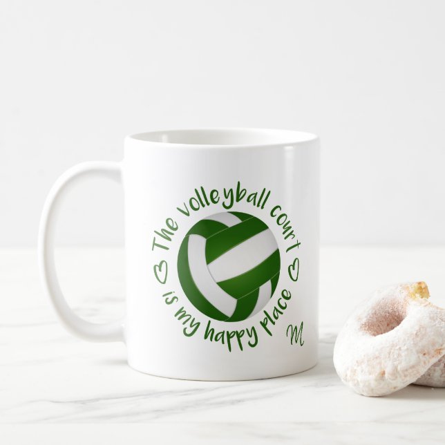 Mug terrain de volley-ball blanc vert est mon endroit  (Avec donut)
