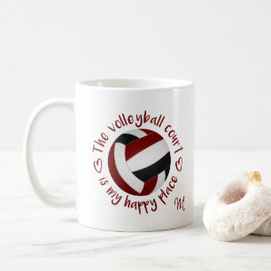 Mug terrain de volley-ball noir marron mon endroit heu