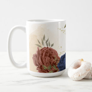 Mug terre cuite bleu marine floral verdure