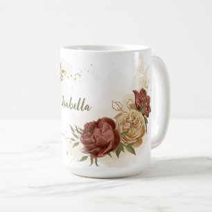 Mug terre cuite ton floral verdure