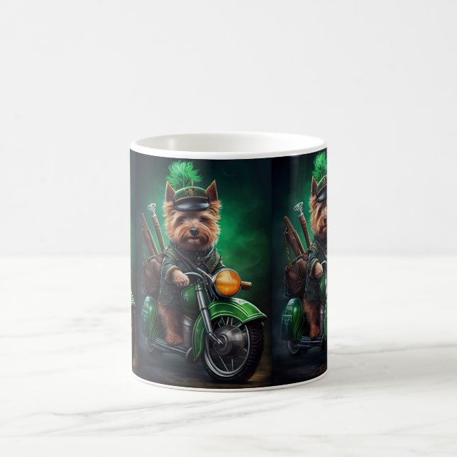 Mug Tervier australien conduisant un vélo la Saint-Pat (Centre)