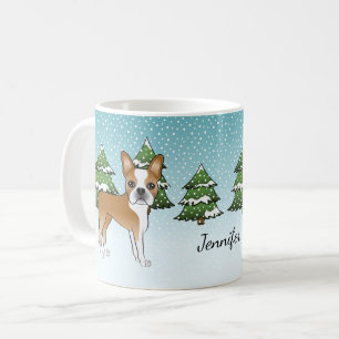 Mug Tervueren Boston Terrier Dans Une Forêt D'Hiver &