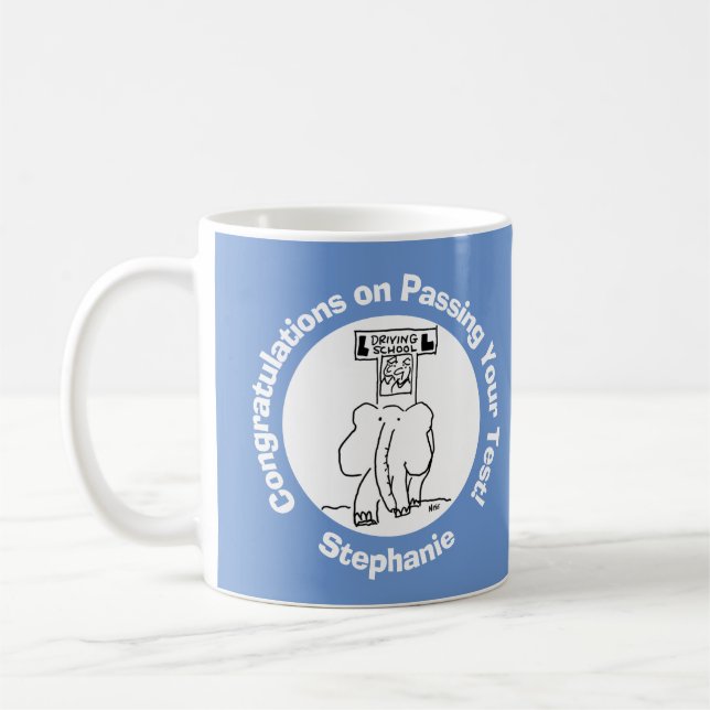 Mug Test de conduite réussi. Elephant de l'école de co (Gauche)