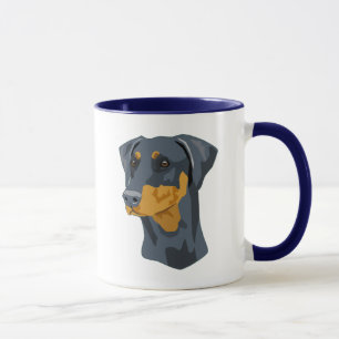 Mug Tête de dobermann, bleu, Uncropped