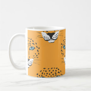 Mug Tête de léopard orange, motif sans soudure.