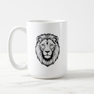 Mug Tête de lion noir et blanc