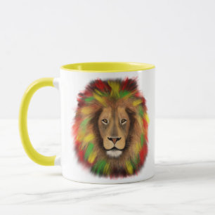 Mug Tête de lion rasta rouge jaune vert dessin Jamaïqu