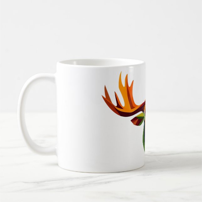 Mug Tête d'orignal Art géométrique Tee blanc (Gauche)