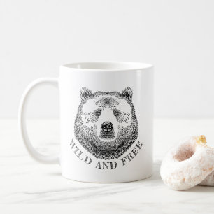 Mug Tête D'Ours, Sauvage Et Libre, Illustration Dessin