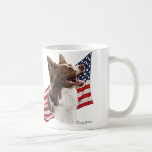 Mug Tête et drapeau rouges de border collie