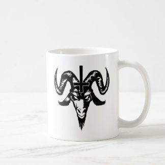 Mug Tête satanique de chèvre avec la croix (noir)