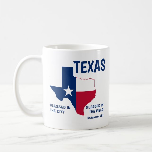 Mug TEXAS ÉTAT DRAPEAU Écriture chrétienne béni (Gauche)