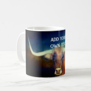 Mug Texas longhorn cow photo art ajouter votre propre 