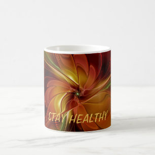 Mug Texte Abstrait rouge orange Brown vert fractal