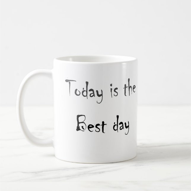 Mug Texte C'est le meilleur jour noir monochrom couleu (Gauche)