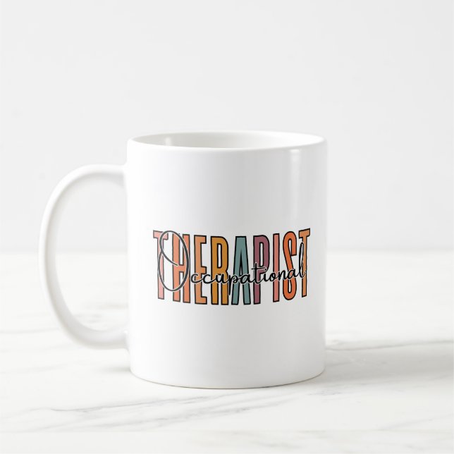Mug Texte coloré de l'ergothérapeute (Gauche)