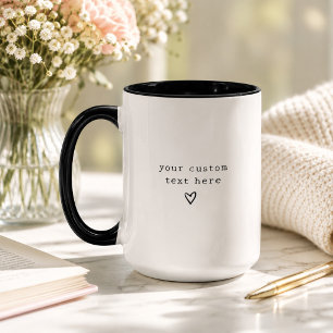 Mug Texte de machine à écrire personnalisé noir et bla