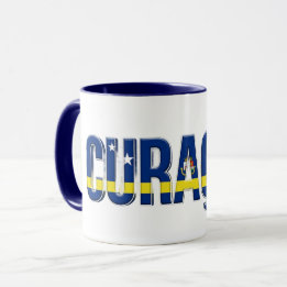 Mug Texte du drapeau de Curaçao | Conception de fierté