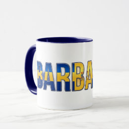 Mug Texte du drapeau de la Barbade | Conception de fie