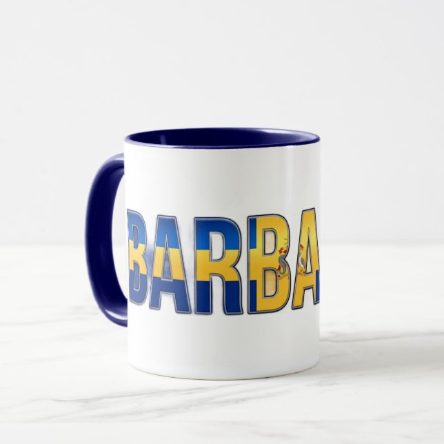 Mug Texte du drapeau de la Barbade | Conception de fie (Devant gauche)