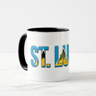Mug Texte du drapeau de Sainte-Lucie | Conception de f
