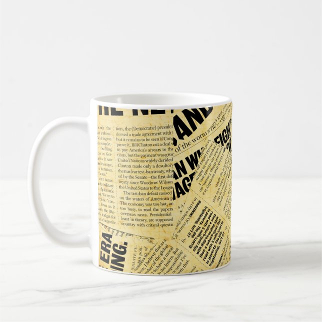 Mug Texte du journal de presse avec vieux papier (Gauche)